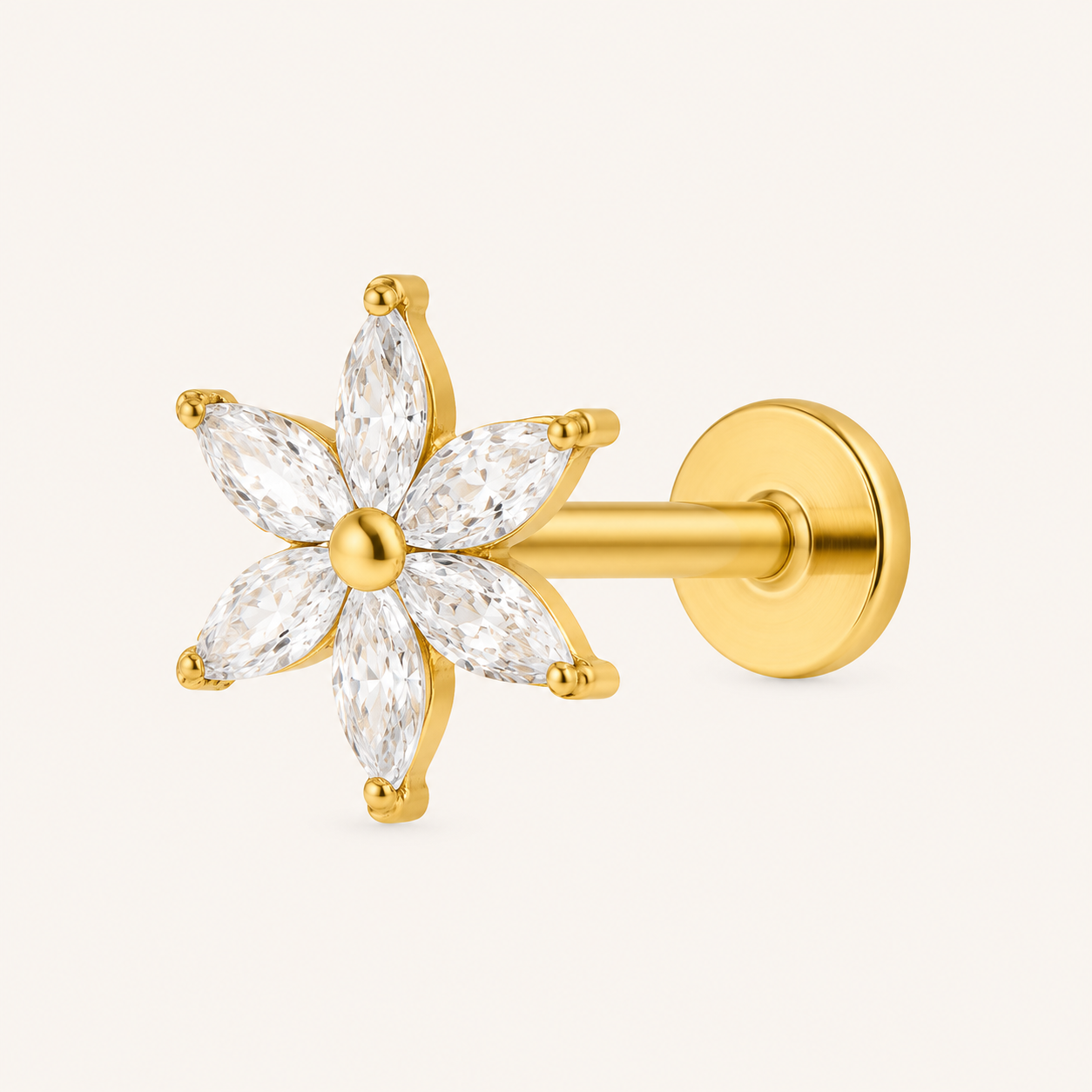 Piercing Labret Lily – Fleur 6 Pétales en Titane