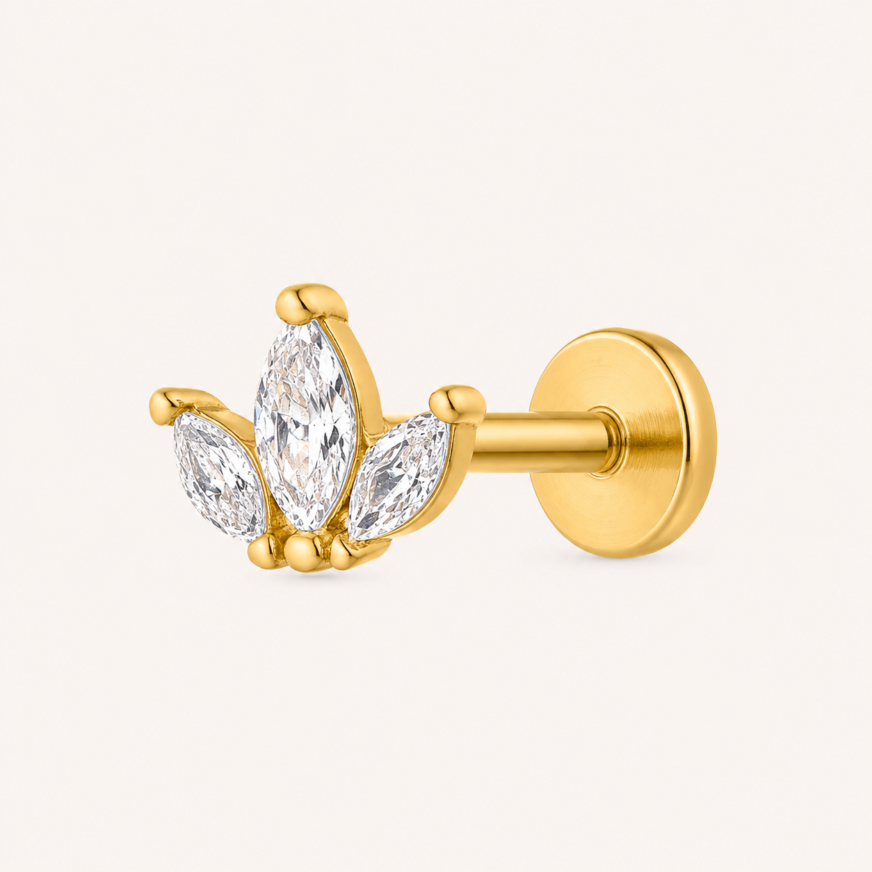 Piercing Labret Luna – Fleur de Lotus en Titane