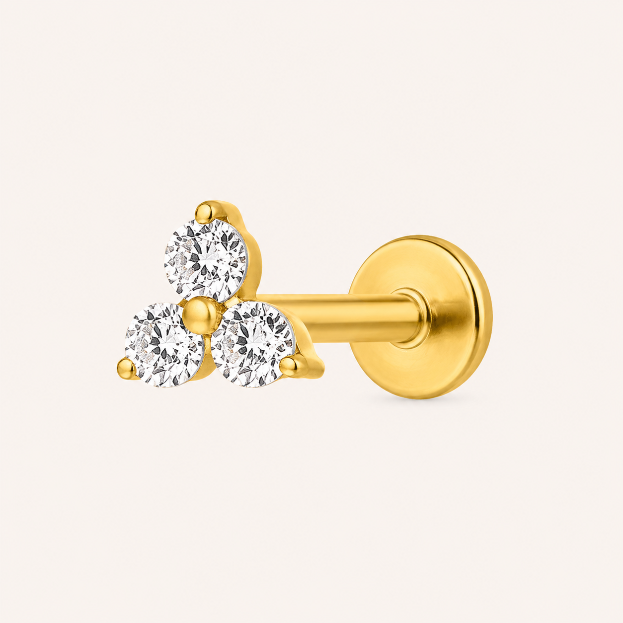 Piercing Labret Élina – Trio de Zircons en Titane