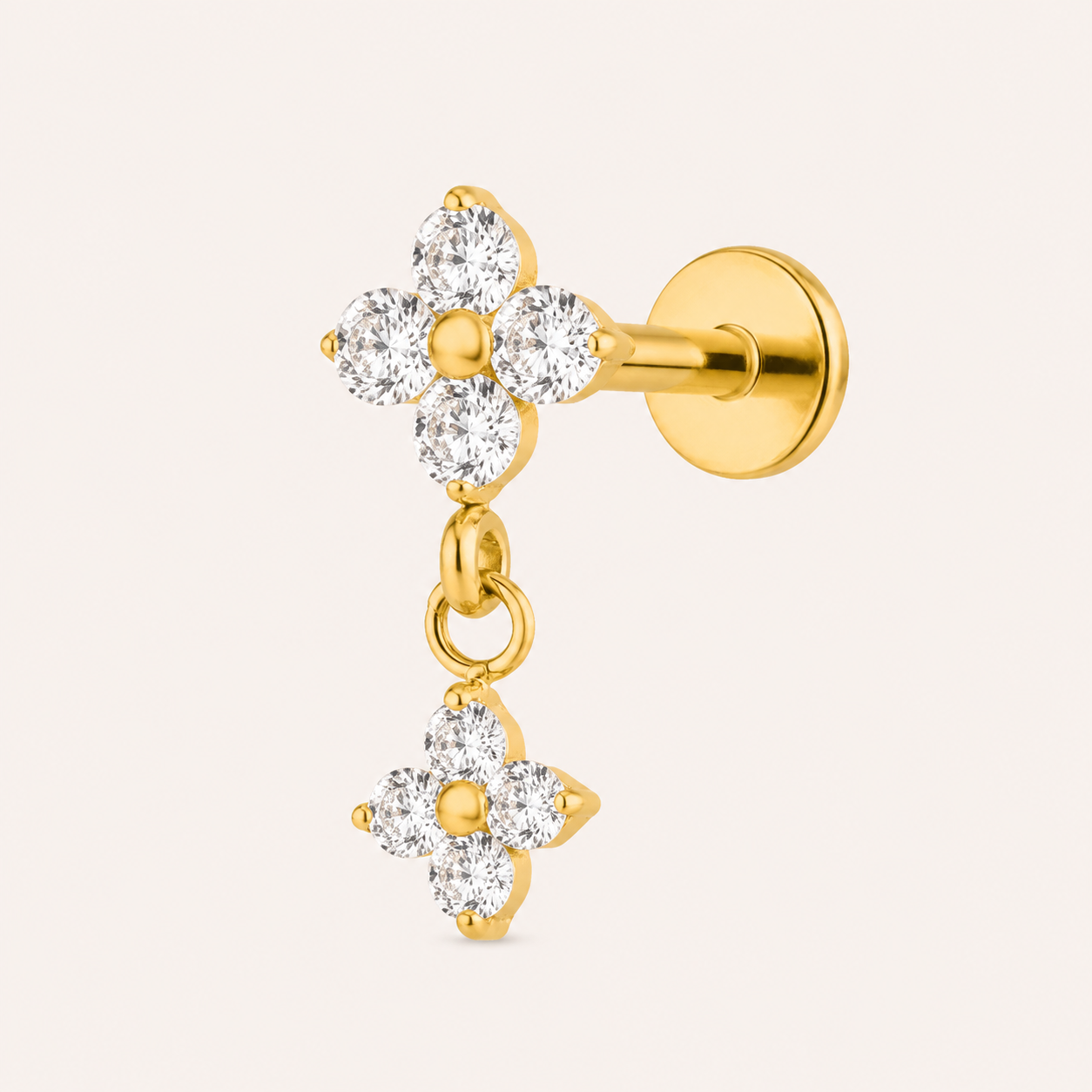 Piercing Labret Flora – Double fleurs en Titane