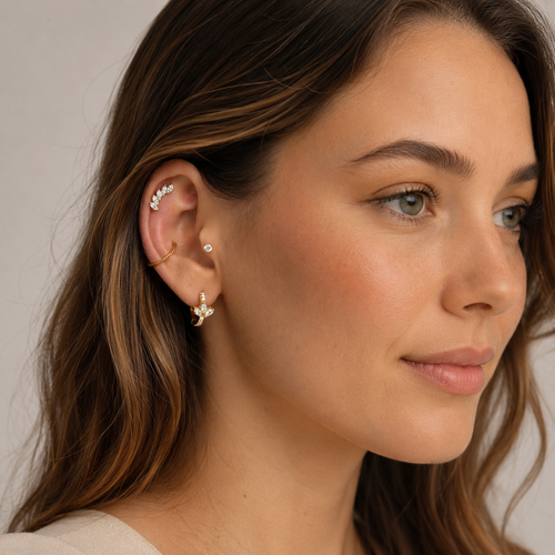 Piercing Iris – Titane Doré & Zircons Marquise
