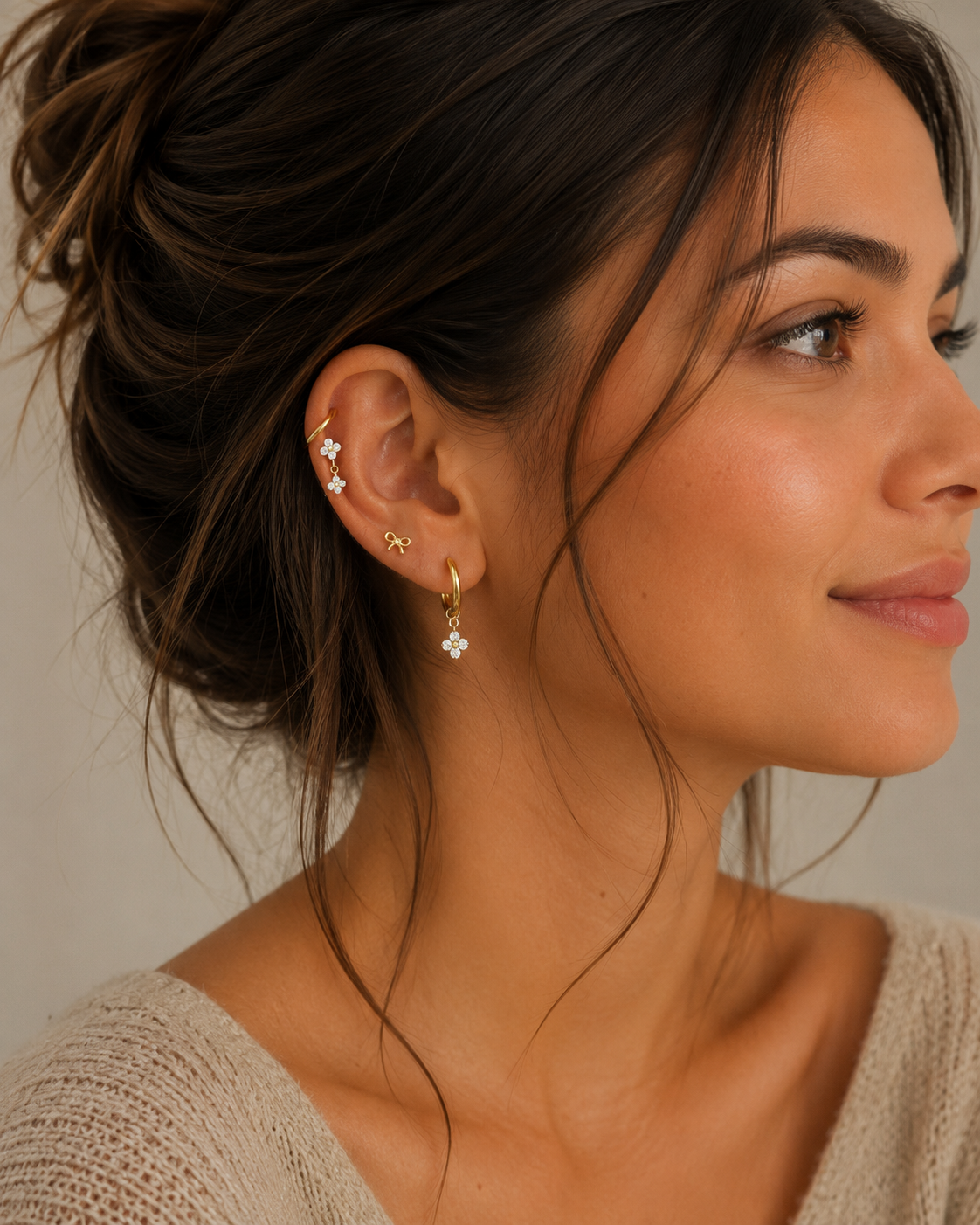 Piercing Labret Flora – Double fleurs en Titane