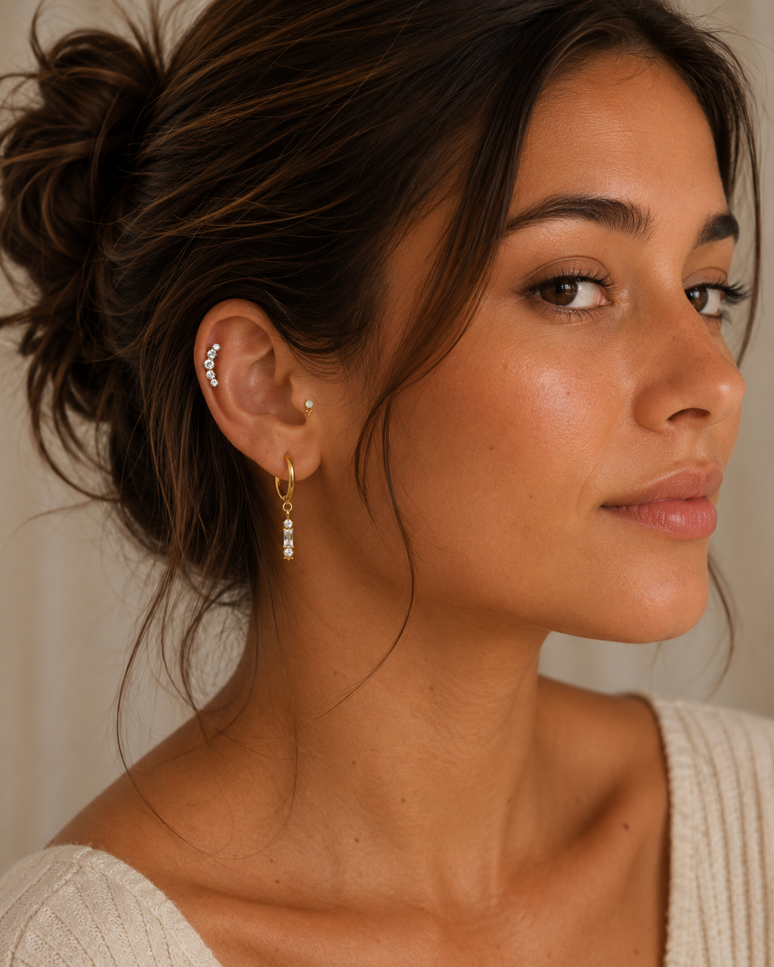 Piercing Labret Auréa – Ligne de Zircons en Titane